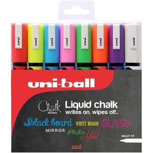 Uni-Ball Chalk Marker Bullet Tip Medium 1.8 – 2.5 mm Assorted Colours Pack of 8
