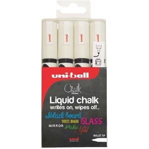 Uni-Ball Chalk Marker Bullet Tip Medium 1.8 – 2.5 mm White Pack of 4