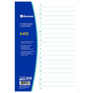 Avansas A4 Index Divider Polypropylene A-Z