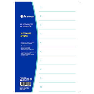 Avansas A4 Index Divider Polypropylene A