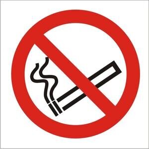 Seco No Smoking Sign Semi-Rigid Plastic Peel & Stick 200 mm x 200 mm Red & White