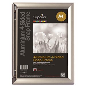 SECO A4 Silver Aluminum 4Sided SnapFrame