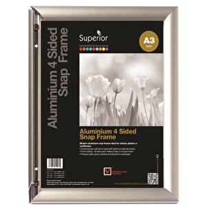 SECO A3 Silver Aluminum 4Sided SnapFrame