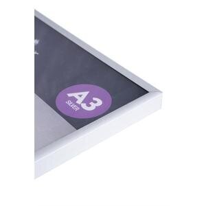 Seco A3 Brushed Silver Aluminium Picture Frame with Perspex Safety Glass