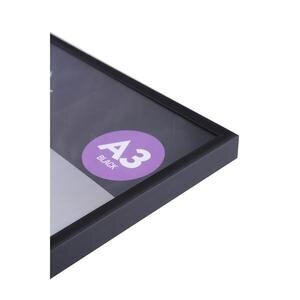 Seco A3 Brushed Black Aluminium Picture Frame with Perspex Safety Glass