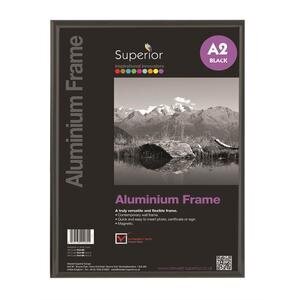 Seco A2 Brushed Black Aluminium Picture Frame with Perspex Safety Glass