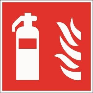 Seco Fire Extinguisher Sign Semi-Rigid Plastic Peel & Stick 200 x 200 mm Red & White