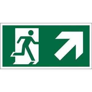 Seco Exit Up Right Arrow Sign Semi-Rigid Plastic Peel & Stick 400 x 200 mm Green & White