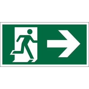 Seco Exit Right Arrow Sign Semi-Rigid Plastic Peel & Stick 400 x 200 mm Green & White