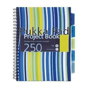 Pukka Pad A4 Wirebound Project Book Polypropylene Cover Ruled 250 Pages Assorted Stripe Colours Pack of 3