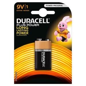 Duracell Plus Power 9V Alkaline Battery Pack of 1