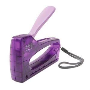 Rapesco T8-Lite Staple Tacker (Z-Duo T Gun) with 300 Staples + Wrist Strap, Plastic Transparent Purple