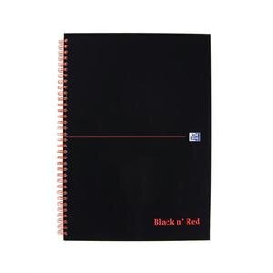Oxford Black n Red A4 Wirebound Hard Cover Notebook 5 mm Squared 140 Pages Black/Red
