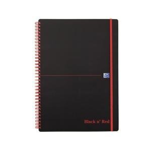 Oxford Black n Red A4 Wirebound Polypropylene Cover Notebook Ruled 140 Pages Black/Red