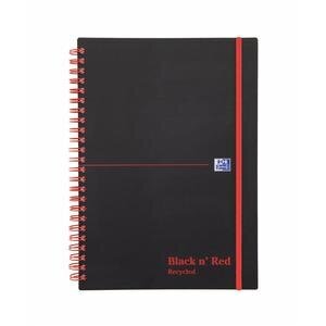 Oxford Black n Red A5 Wirebound Polypropylene Cover Notebook Recycled Ruled 140 Pages Black/Red 