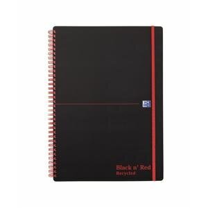 Oxford Black n Red A4 Wirebound Polypropylene Cover Notebook Recycled Ruled 140 Pages Black/Red 