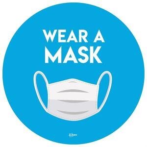 Avery Covid19 Self-Adhesive Poster Wear A Mask Circular 275 mm Diameter Pack of 2
