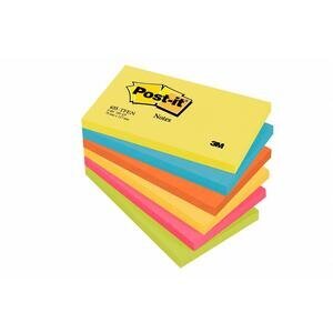 Post-it® Sticky Notes 76 x 127 mm Energetic Colours 100 Sheets Pack of 6