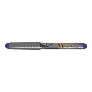 Pilot V-Pen Erasable Fountain Pen Silver Barrel Medium Nib Blue Pack of 12
