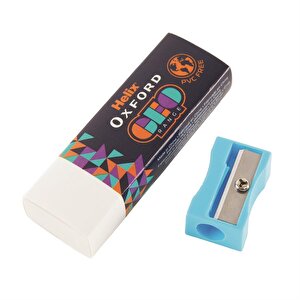 Oxford Geo Eraser & Pencil Sharpe Orange