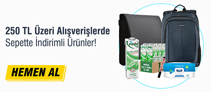 250 TL ve Üzeri Alışverişlerde Sepette İndirim!