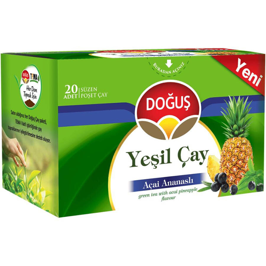 DOĞUŞ YEŞİL ÇAY AÇAİ ANANASLI BİTKİ ÇAYI 20,Lİ