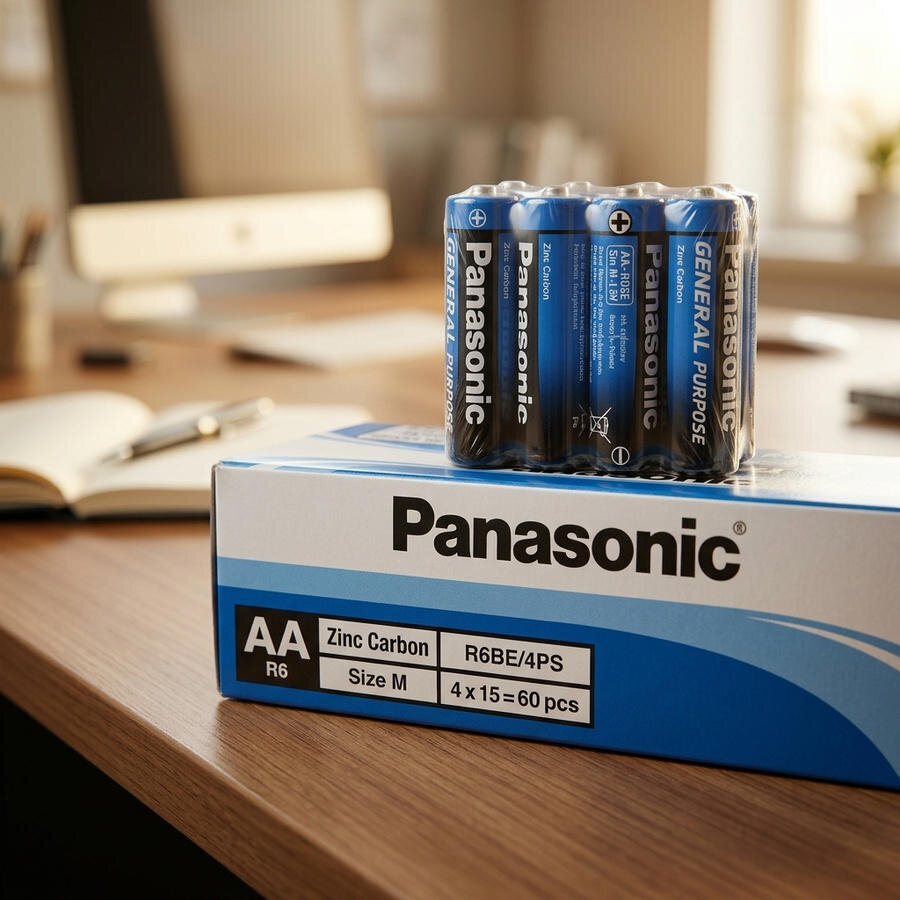 Panasonic R6BE/4PS Çinko Manganez AA İnce Kalem Pil 60'lı Paket
