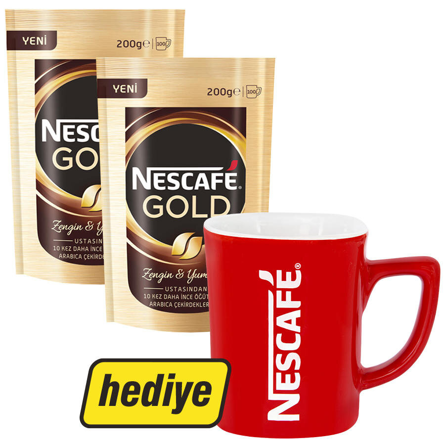 Nescafe Gold Kahve Poşet 200 gr x 2 (Nescafe Kupa Hediyeli) Avansas