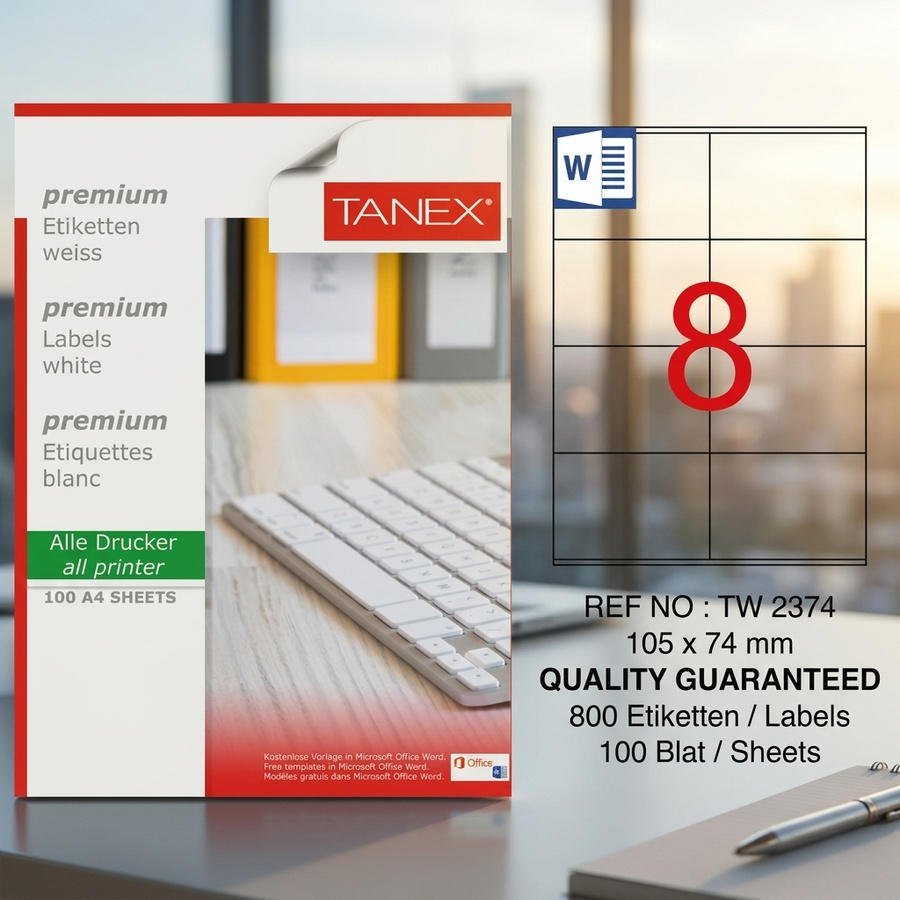 Tanex Tw-2374 Beyaz Etiket 105 mm x 74.25 mm Fiyatı | Avansas