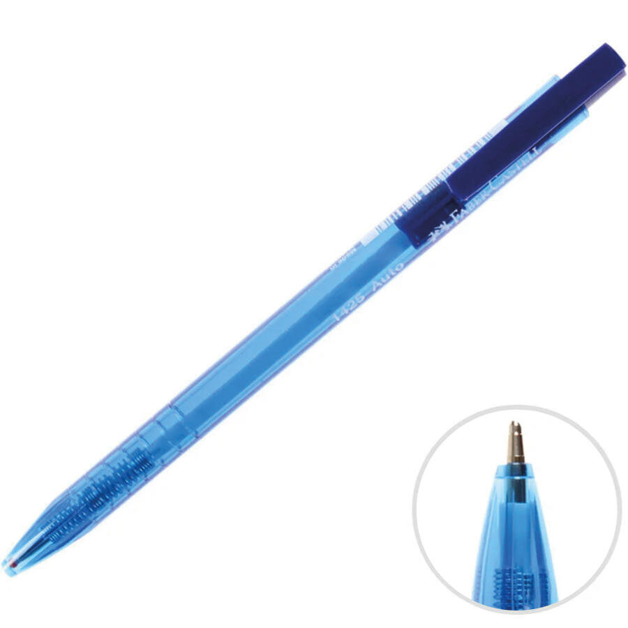 Faber-Castell 1425 Auto Tükenmez Kalem 1 mm İğne Uçlu Mavi 10'lu Paket