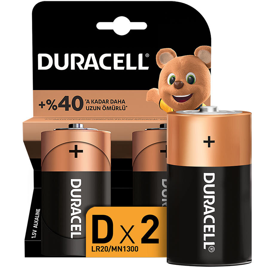 Duracell Alkalin D Piller, 2’li paket