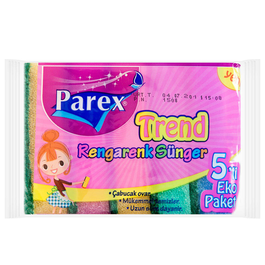 Parex Trend Düz Sünger Rengarenk 5'li Paket