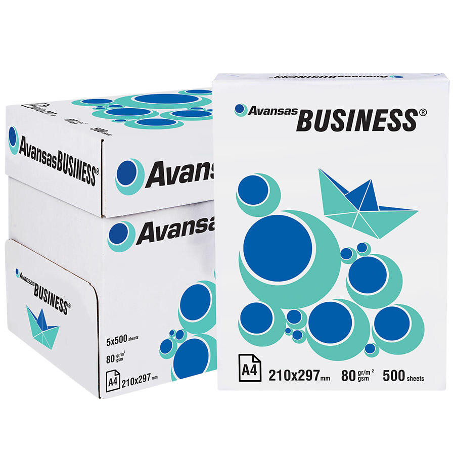 Avansas Business A4 Fotokopi Kağıdı 80 gr 1 Koli 5 Paket (2.500 Sayfa)