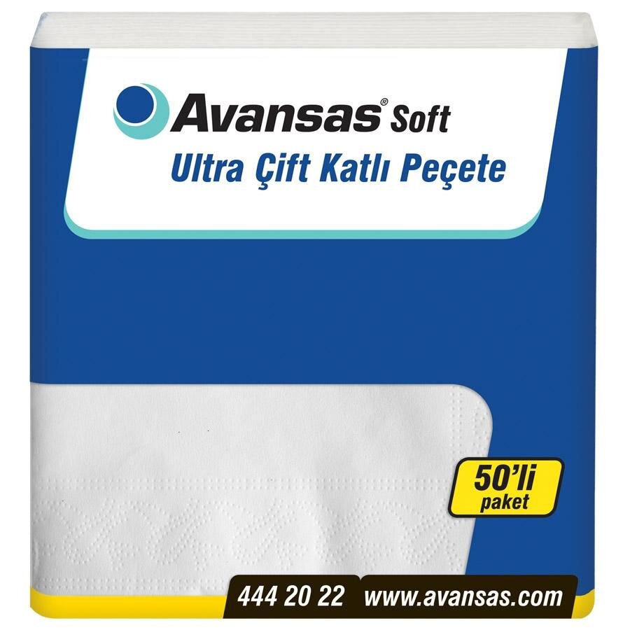 Avansas Soft Ultra Çift Katlı Peçete 32,5 cm x 32,5 cm 50'li Tekli Paket