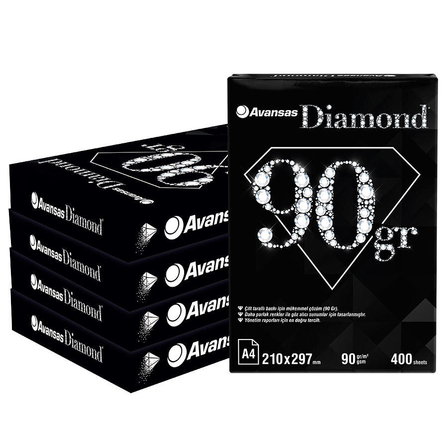 Avansas Diamond A4 Fotokopi Kağıdı 90 gr 1 Koli 5 Paket (2.000 Sayfa)