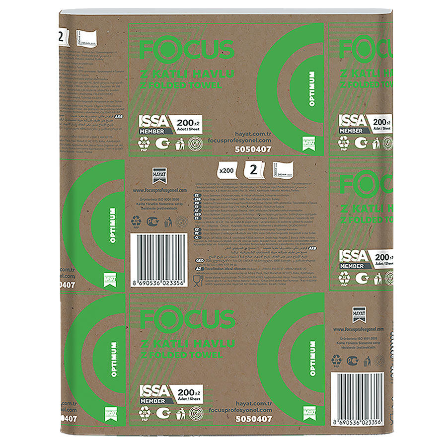 Focus Optimum Z Katlama Kağıt Havlu 20 cmx24 cm 1 Koli (12 Paket)