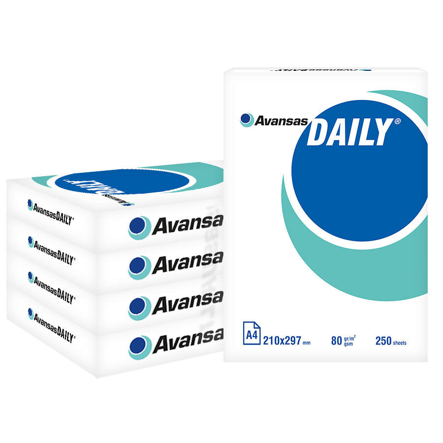 Avansas Daily A4 Fotokopi Kağıdı 80 gr 1 Koli 5 Paket (1.250 Sayfa)