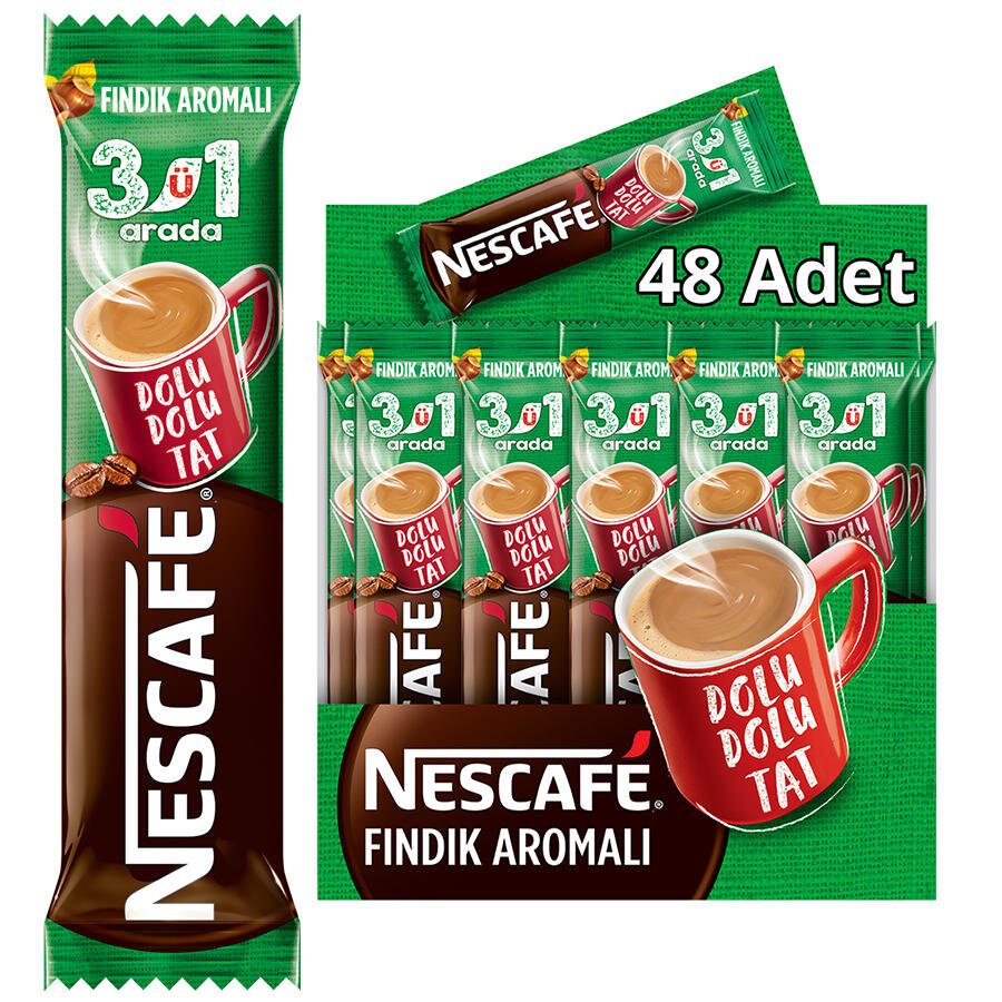 Nescafe 3'ü 1 Arada Fındık Aromalı 17,5 Gr 48'li Paket