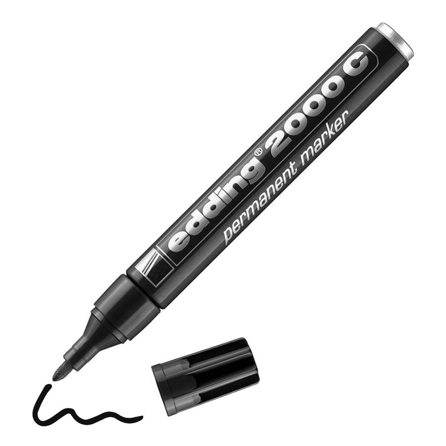  edding 3000 Permanent Markers 1.5-3mm Refillable (Pack of 3  Black + 3 Basic Colours) : Office Products