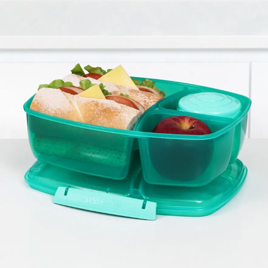 Buy Sistema® Triple Split TO GO™ Lunch Box with Yoghurt Pot 2L Green