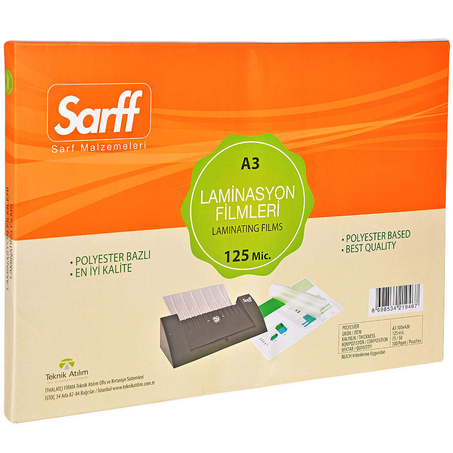 Buy Sarff A3 Laminating Film 125 micron Clear Pack of 100 Avansas®