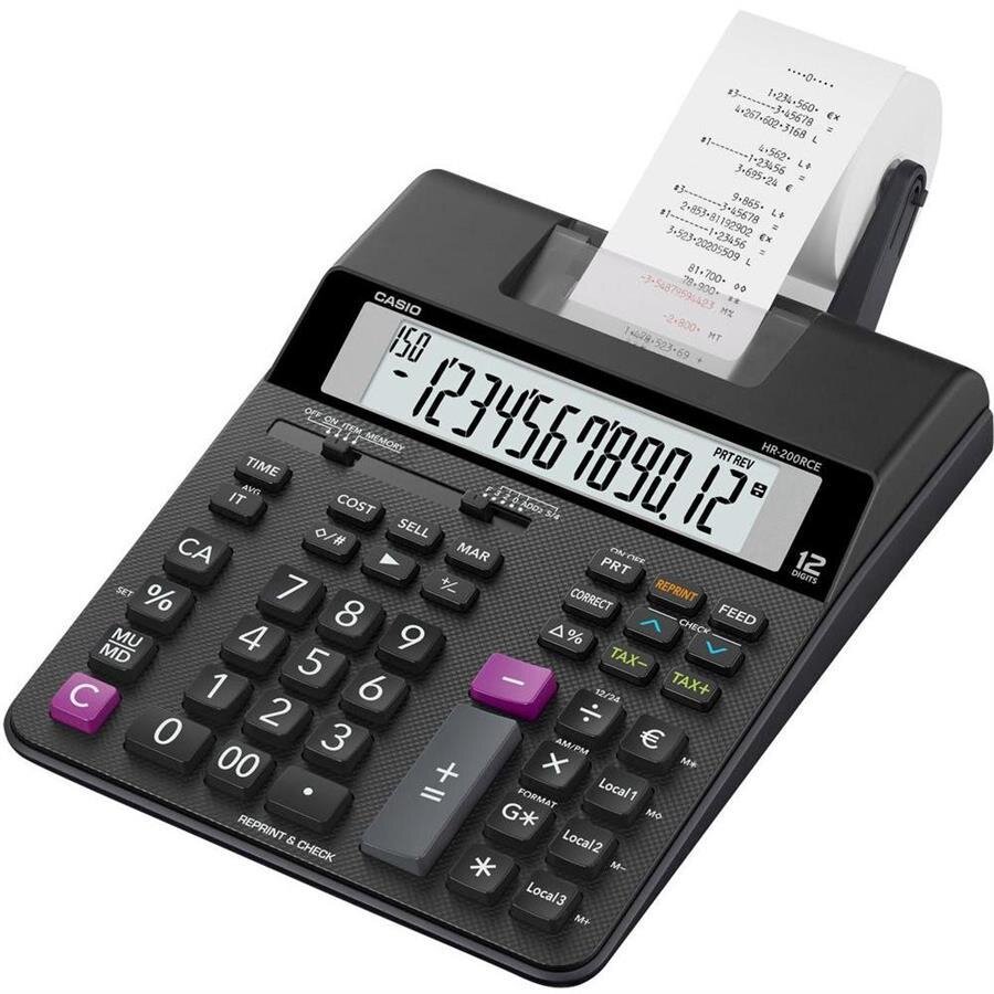 Buy Casio HR-200RCE 12-Digit Printing Desktop Calculator Black | Avansas®