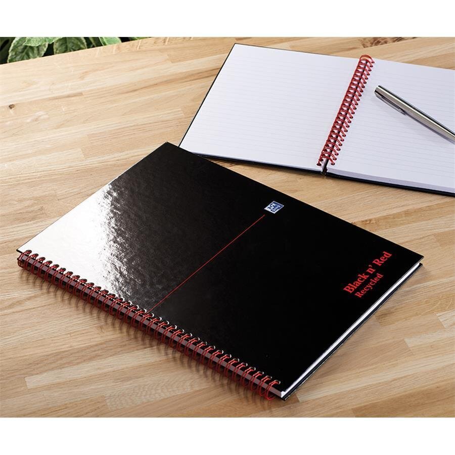 Buy Black N Red A4 Recycled Wirebound Hardback Notebook Pack of 5