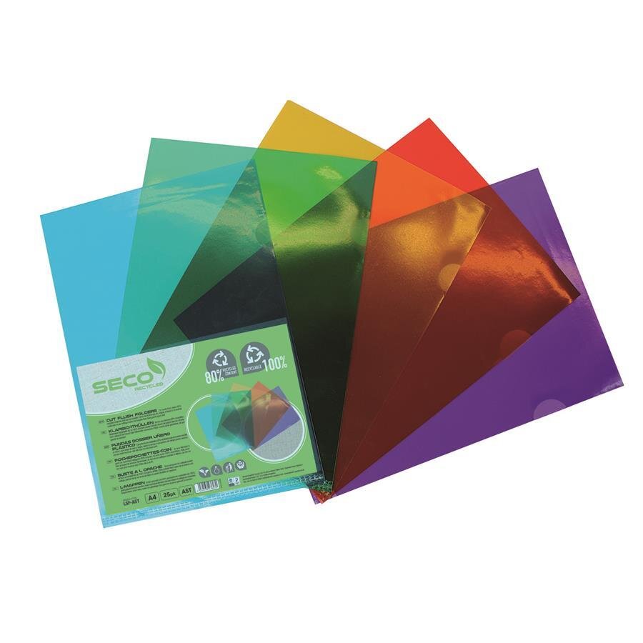 Buy Seco A4 Eco Friendly Cut Flush Folders Assorted Colours Pack of 25 ...