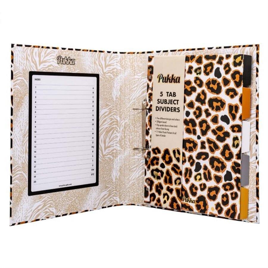 Buy Pukka Wild Leopard A4 Rollbound Ring Binder with 5Part Divider